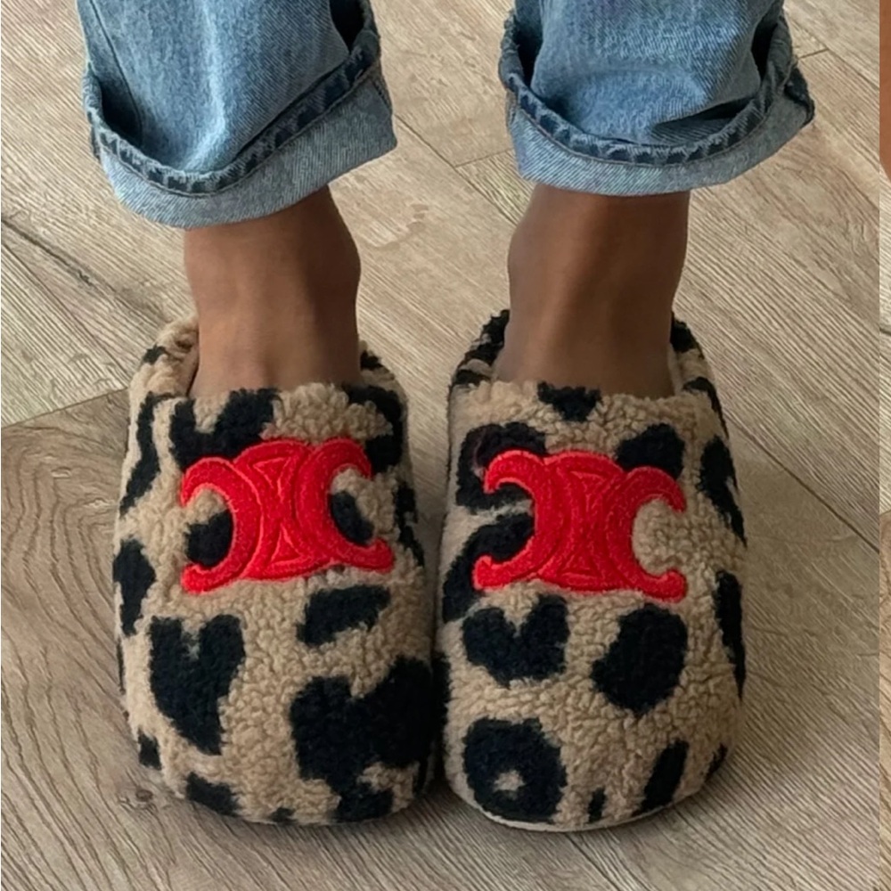 Talulah Sherpa cheetah platform mules NEW